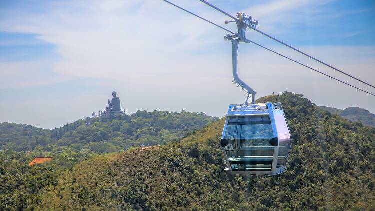 Take in the views of Lantau Island in a cable car
