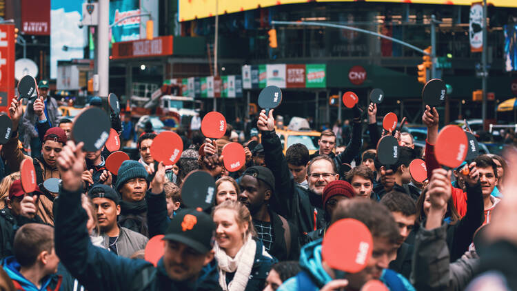 Ping pong in Times Square